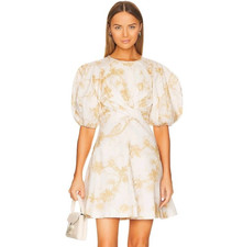 Zimmermann Keira Mini Dress Size 0 AU8/UK-4US White & Tan Wrap Linen Pockets