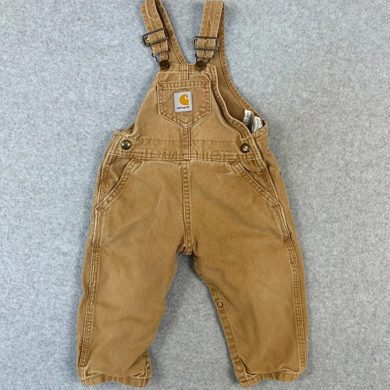 Carhartt Kids Brown Cotton Canvas Bib Overalls YR01BRN Size 18M
