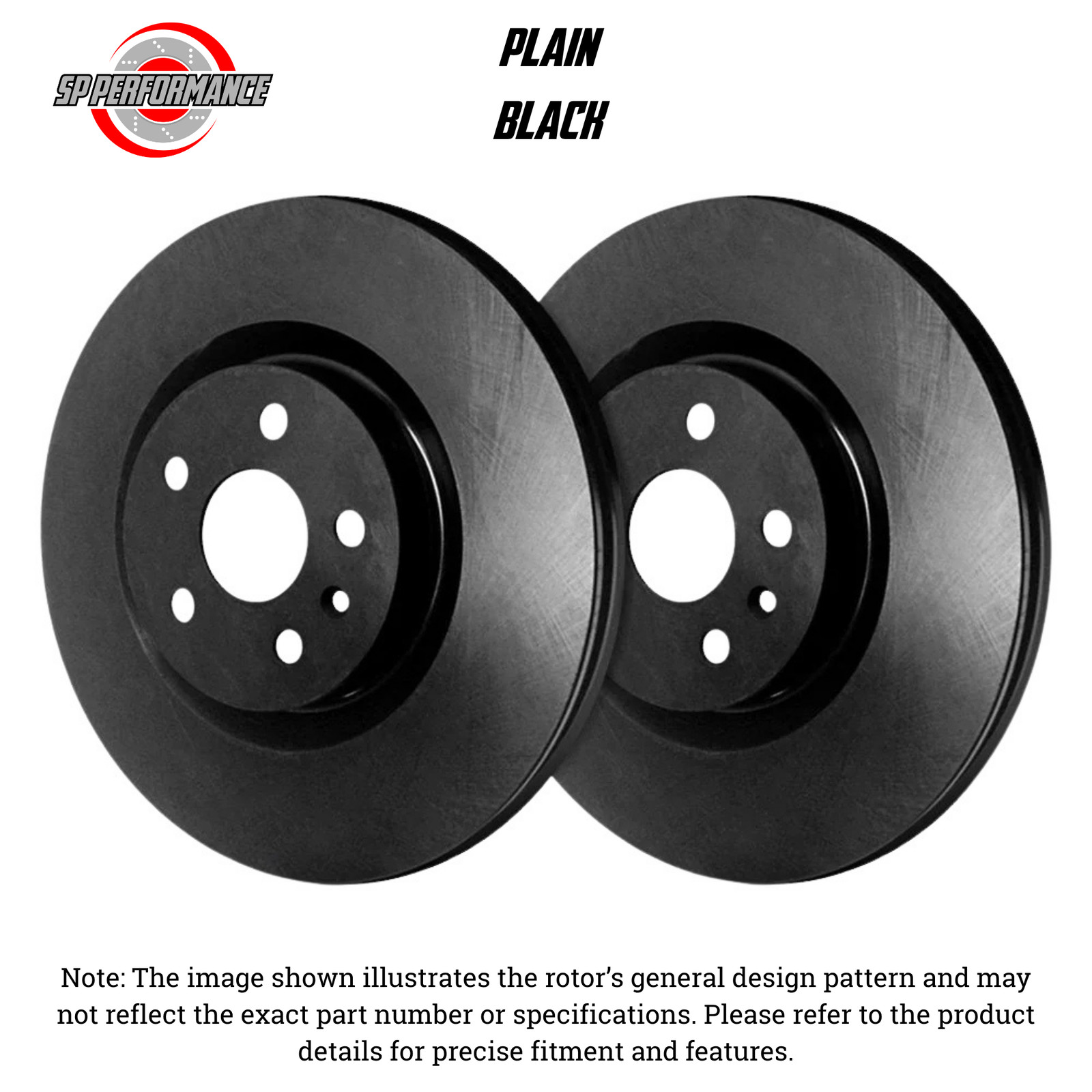 SP Performance P19-235-B Plain Black Zinc Rear Brake Rotors 97-05 Acura NSX