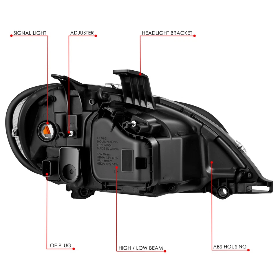 Pair Left+Right Set Black Headlights Complete For 03-19 Freightliner M2 106 112 - Image 4 of 4