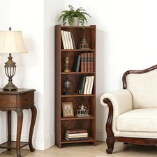5-Tier Durable Open Shelf Bookcase Display Storage Unit Bookshelf Rustic Brown
