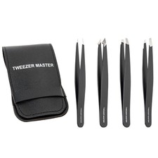 Professional Tweezer Set Stainless Steel Slant  Pointed Tips Grooming Tool
