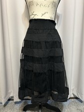 Apollo Tulle Mesh Tiered Skirt Large Full Black Fairy Whimsigoth Grunge