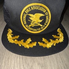 Vintage NRA Snapback Trucker Hat Black Gold 2A USA Made 80s 90s Scrambled Eggs