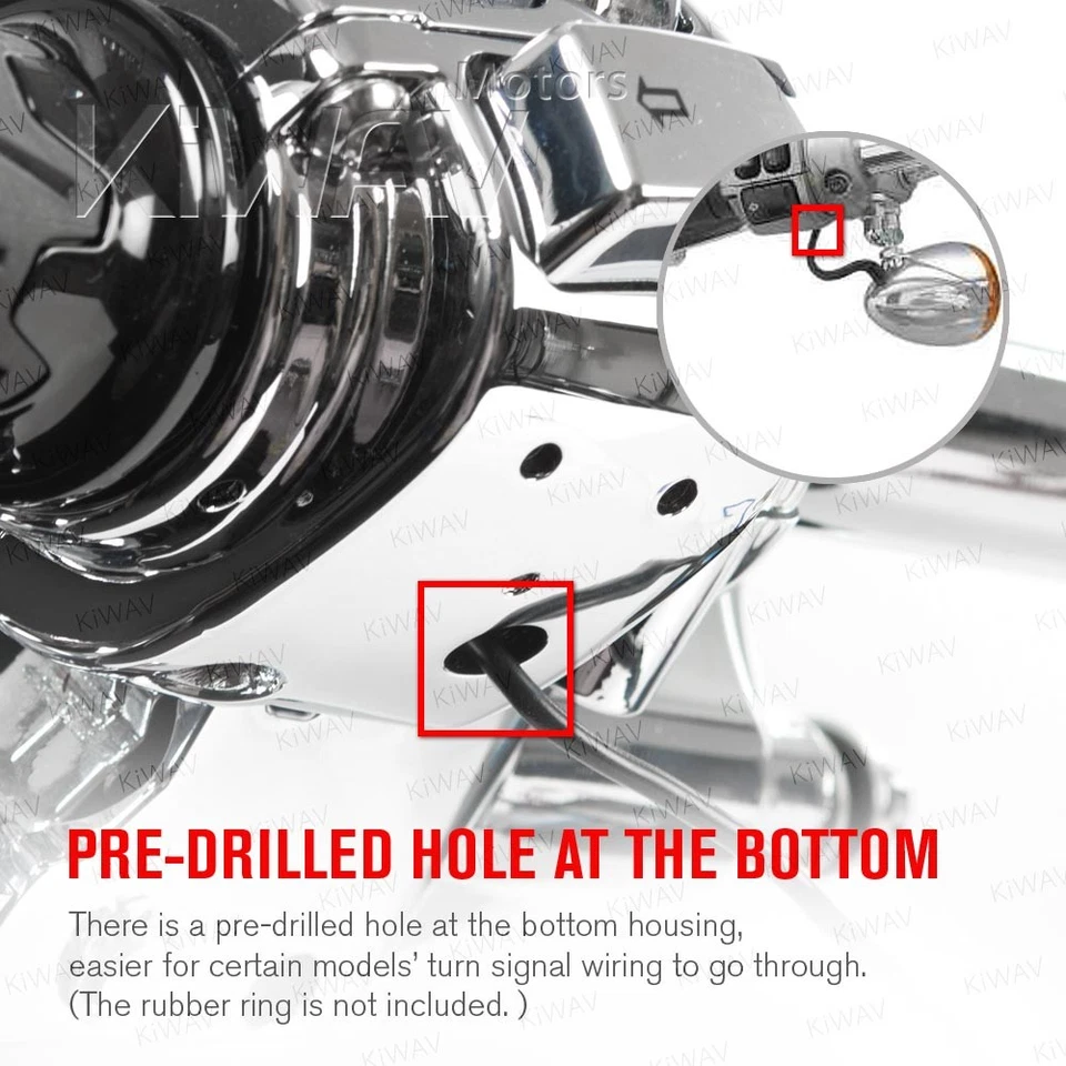 Carcasa de interruptor KiWAV cromada se adapta a HD '07-'17 VRSC V-Rod, '07-'11 Dyna USA STOCK Foto 4 de 4