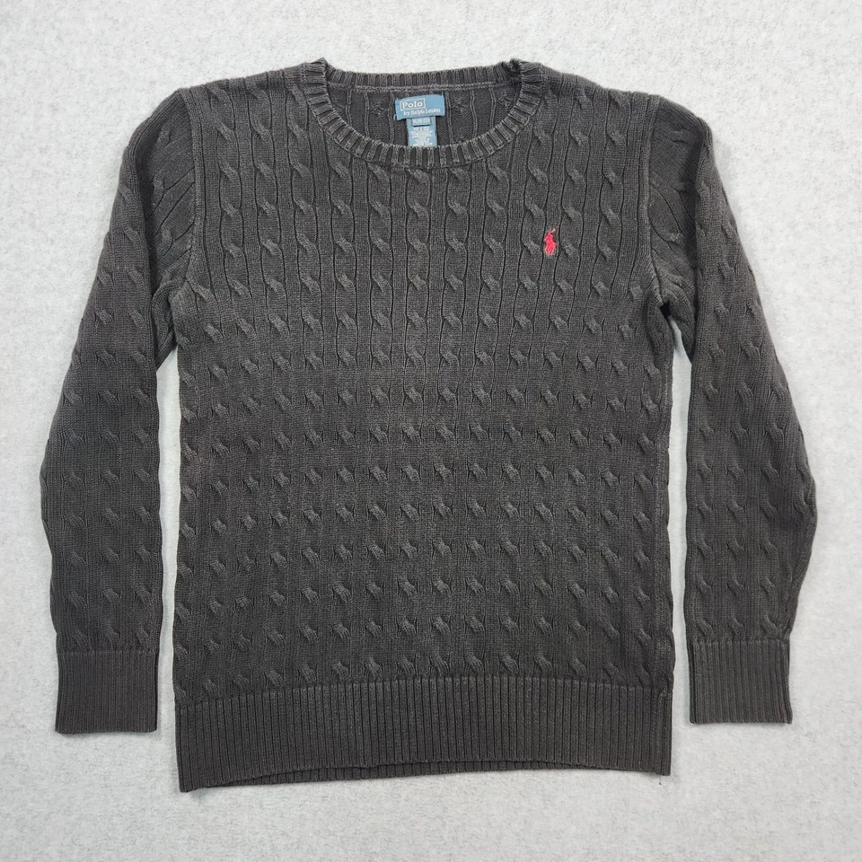 Polo Ralph Lauren Suéter Niños XL Negro Cable Tejido Pescador Preppy Clásico Foto 2 de 4