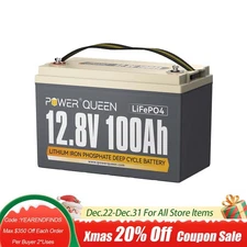 Power Queen 12V 100Ah LiFePO4 Lithium Battery Deep Cycle BMS for Solar RV Boat
