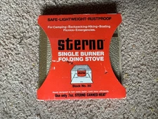 Sterno Vintage Single Burner Folding Stove #30 Portable/Lightweight.  Never Used