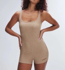 SAVAGE X FENTY ESSENTIAL RIB ROMPER, DARK BEIGE, MEDIUM