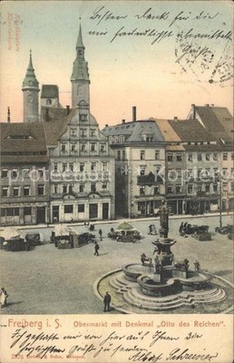 Freiberg Saxony Obermarkt with monument Otto the Rich