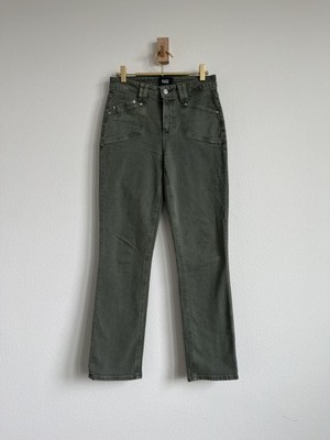 PAIGE Cindy High-Rise Straight Leg Utility Jeans - Vintage Emerald Moss Green
