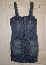 American Eagle Denim Dress S Small Button-up sleeveless pockets