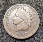 1908-S Indian Head Cent - San Francisco - F-VF Cond. - Key Date - Surv Pop 3,000