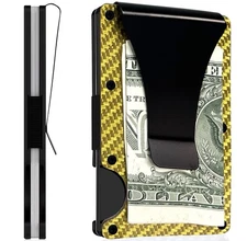 Ultra-Slim Gold Wallet for Men, RFID Protection, Card & Cash Holder,Carbon Fiber