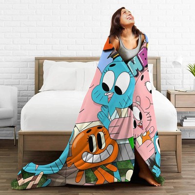 Kinderplüschdecke Gumball Cartoon Muster weiche Tagesdecke Flausch