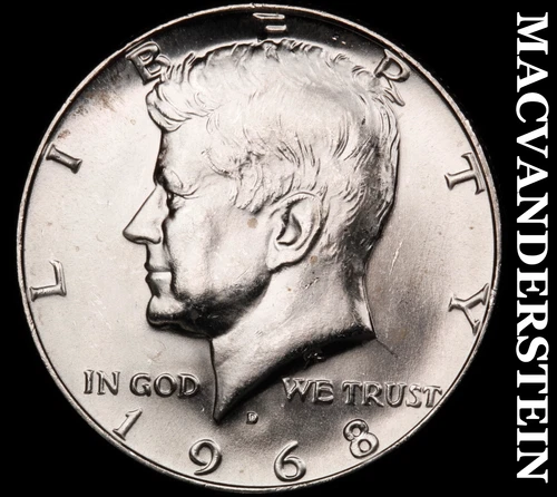 1968-D Kennedy Half Dollar- Silver- Choice Gem Brilliant Unc Luster #J4774