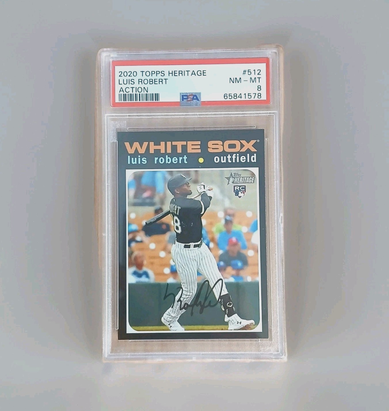 Luis Robert RC SP 2020 Topps Heritage HN ACTION IMAGE VARIATION PSA 8 NM-Mint