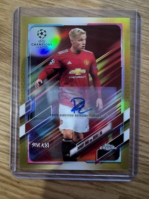 2020-21 Topps Chrome Steve Aoki Donny Van De Beek Auto Gold Refractor /50 Man U