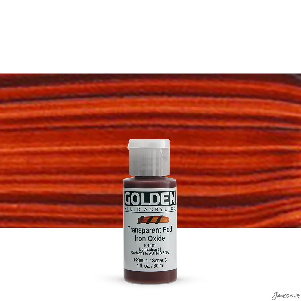 Golden Fluid Acrylic Paint 30ml Transparent Red Iron Oxide For Glazing And Ti...