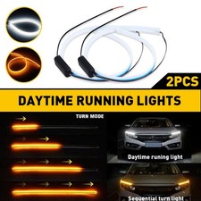 2 60cm X For Headlight Led Drl Light Amber Sequential Flexible Turn Signal Strip