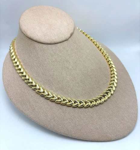 BELLEZZA 18" Goldtone Bronze Cast Link Line Necklace - Leaf - NWT image 7