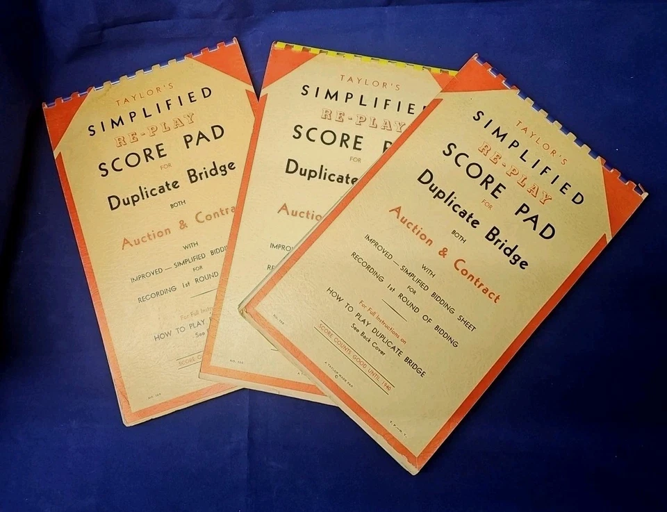 Tableros duplicados de contrato Milton Bradley Whist Bridge de colección (3) 6 almohadillas de puntuación Foto 4 de 4