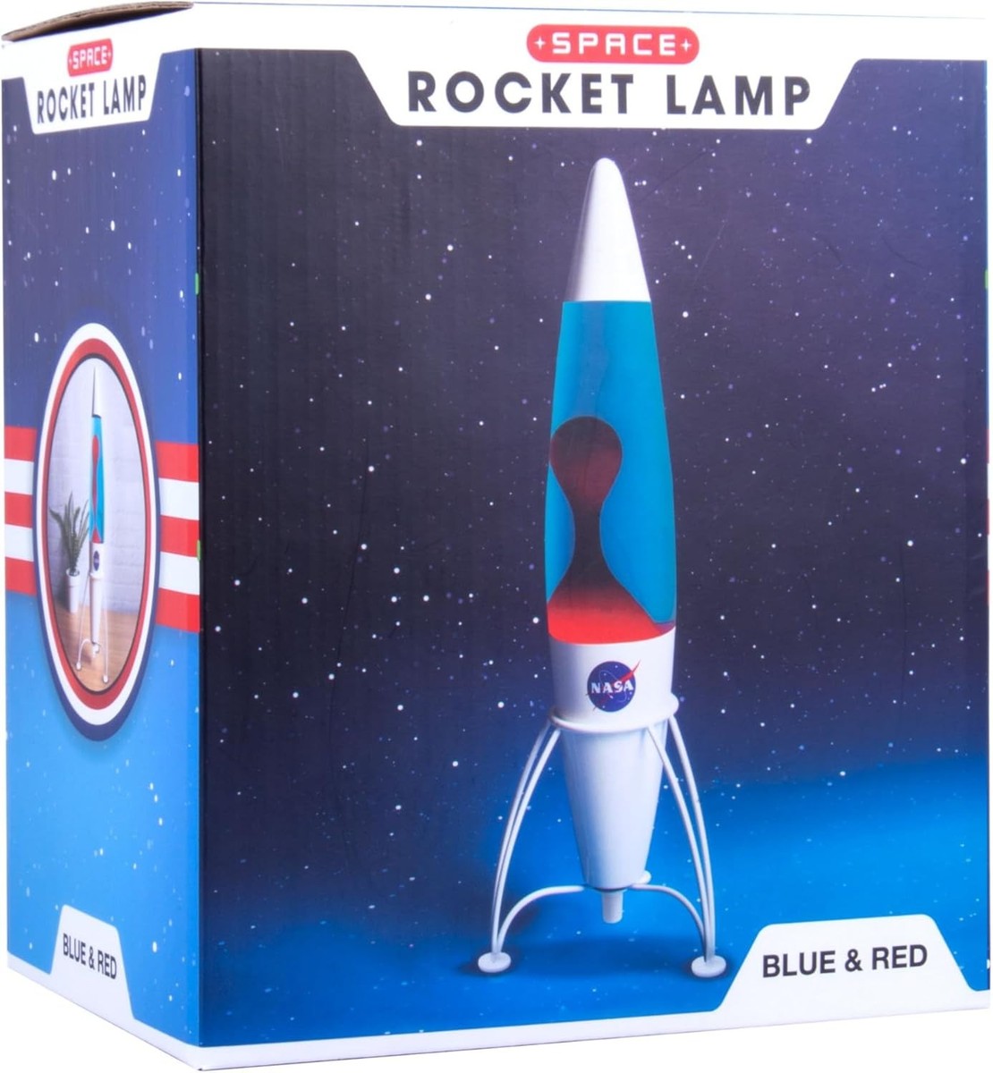 NEW Retro vtg style NASA Rocket Ship Space Lava Lamp Lite Blue/Red
