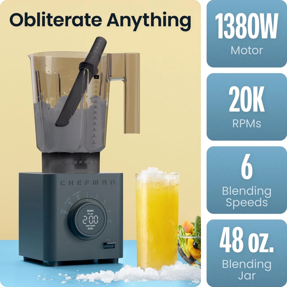 Licuadora de encimera Obliterator 48 oz para batidos, motor de 1380 W para triturar hielo,... Foto 3 de 4