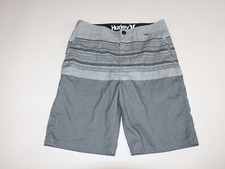 Hurley Men's Board Shorts Size 30 NWOT Gray Striped Zipper Fly