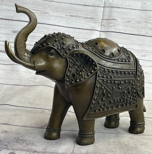 Große Bronze Elefant Skulptur 13 " Länge Solid Hot Guss Unterzeichnet Bugatti - Bild 1 von 7