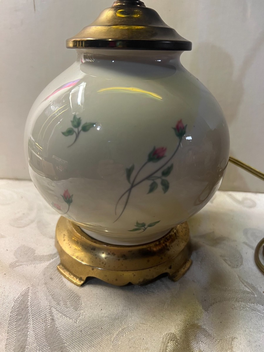 Vintage Lenox Ivory Porcelain & Brass Lamp Signed Finial & Base