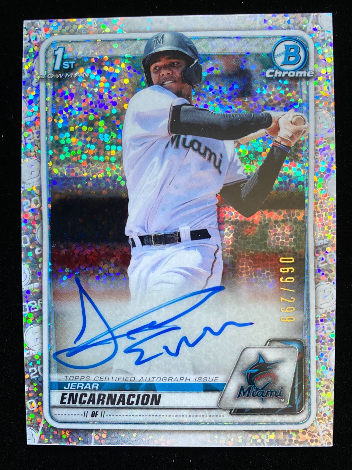 2020 Bowman Chrome JERAR ENCARNACION 1st Rookie SPECKLE REFRACTOR AUTO #/299 RC