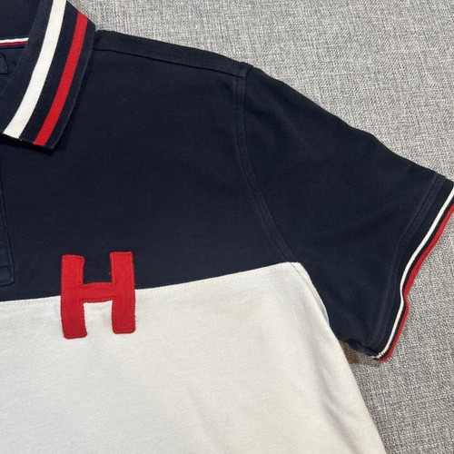 Tommy Hilfiger Polo Mens Large Rugby Colorblock Short Sleeve Button Up Y2K - Picture 5 of 14