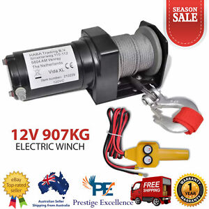 12V Electric Winch 907kg Detachable Portable Marine Boat Wire 15m