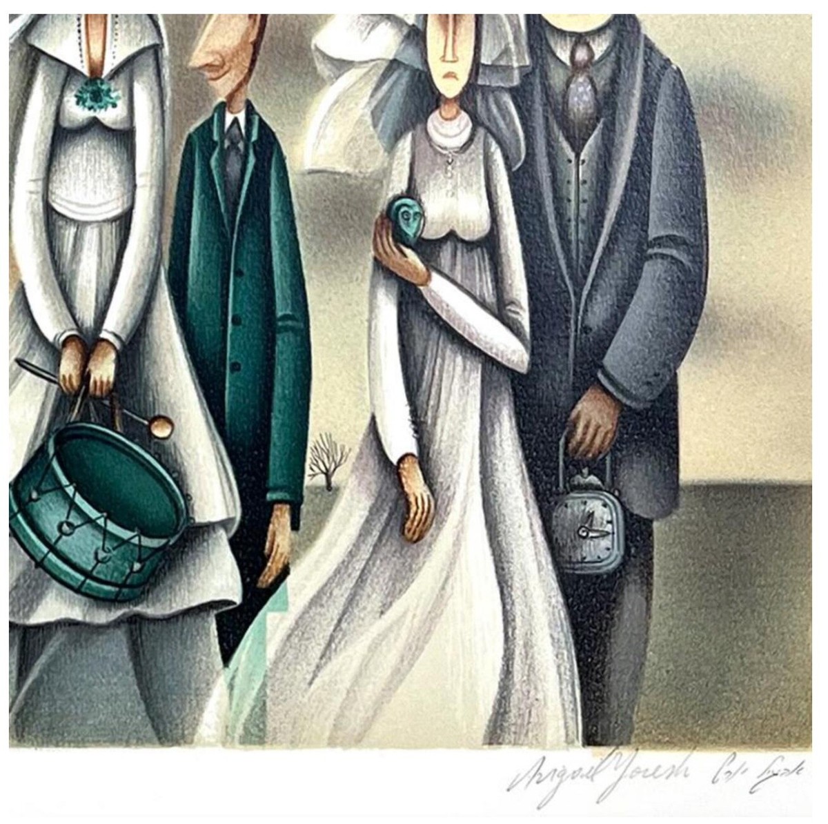 アビガイル・ヨレッシュ 「新郎新婦」 リトグラフ Avigail Yoresh Fine Art Print - Avigail Yoresh, Hand Signed, Numbered Limited