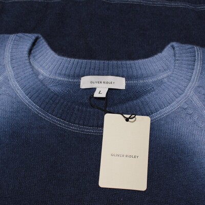Oliver Ridley NWT Hawkins Pullover Crew Neck Sweater Size L in Blue 100% Alpaca