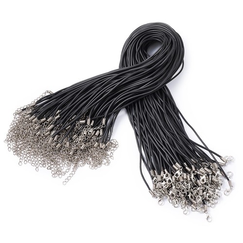 100pcs Black Waxed Jewerly Necklace Cord Bracelet Making Adjustable Chain 16" - Picture 5 of 12