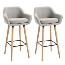 Image of Living Room Dining Room Fabric Furniture Set of 2 Bar Stools Modern Upholstered