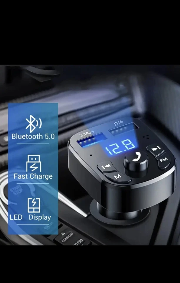 Car MP3 Player Dual USB Fast Charger Fm Bluetooth Receiver Bluetooth Compatible - Image 4 of 4