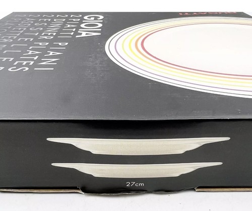 Set Of 2 Bugatti Gioia Rainbow Stripe Dinner Plates 27 Cm Diameter New In Box - Picture 4 of 4