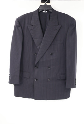 Brioni Sport Coat Mens 41 Tiberio Wool Double Breasted Striped peak lapel vented