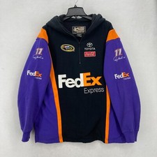Chase Authentics Drivers Lane Hooded Fleece Jacket Mens XL #11 Denny Hamlin Y2K