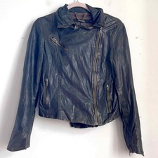 Muubaa Merini 100% Lamb Leather Asymmetrical Zip Moto Jacket Sz 2