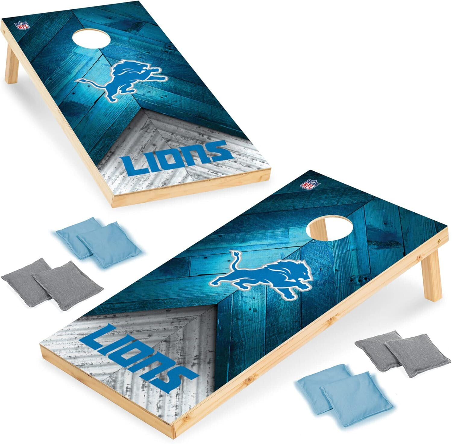 Wild Sports Football 2' x 4' Regulation Size Solid Wood Cornhole Set with Di