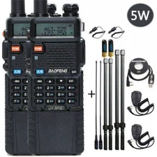 2SET BAOFENG UV-5R III TRI-BAND V/UHF FM HAM TWO-WAY RADIO WALKIE TALKIE 3800MAH