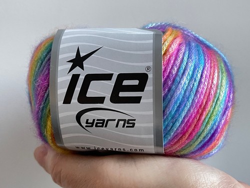 Picasso Pastel Rainbow #77868 Ice 50g 125y Fuzzy Shiny Garn Rosa Blau Lila + - Bild 7 von 7