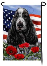 English Cocker Spaniel Patriotic Flowers Garden Flag