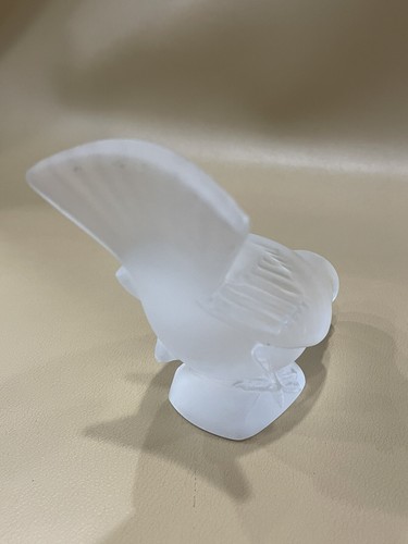 Vintage Lot Of 2 Lalique Frosted Glass Birds Sparrow Signed - Picture 4 of 10