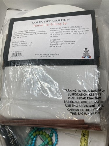 Country Garden Complete Kitchen Curtain Tier & Swag Set #1525 Windows Up To 36" - Picture 6 of 12