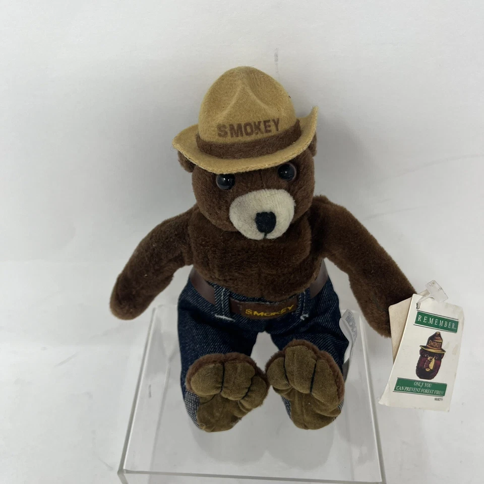 Muñeca de peluche Smokey The Bear 1997 Beanie Beans juguete vintage con etiqueta 7" Foto 2 de 4